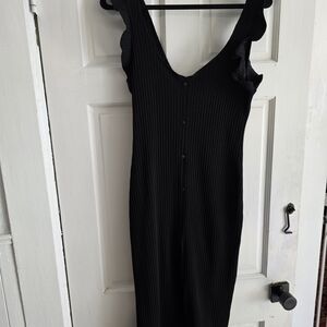 Zara Black Ruffled Midi Dress